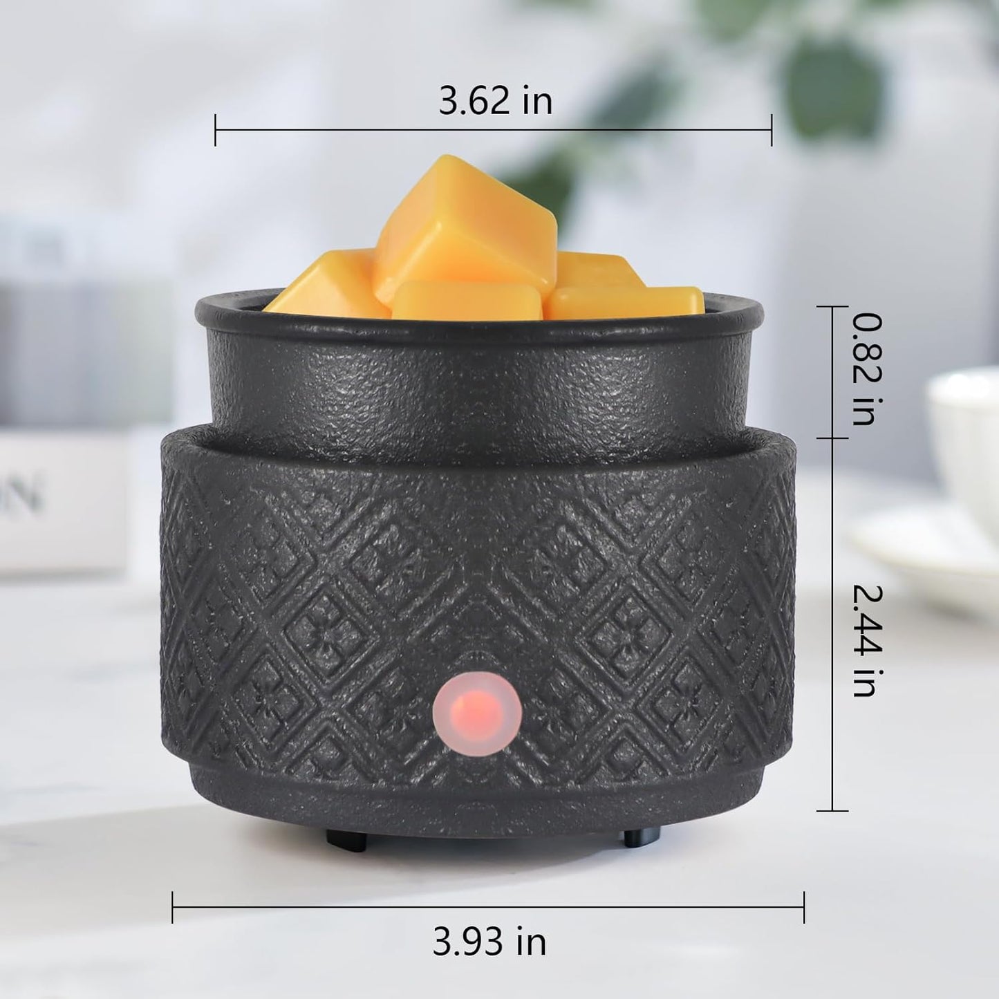 3-in-1 Wax Melt, Essential Oil, and Candle Jar Warmer (Black, Textured)