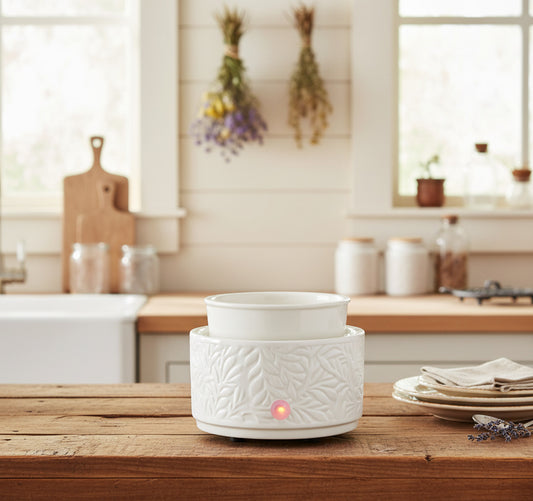 3-in-1 Wax Melt, Essential Oil, and Candle Jar Warmer (White)