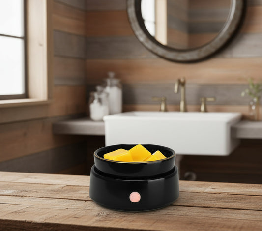 3-in-1 Wax Melt, Essential Oil, and Candle Jar Warmer (Black, Smooth)