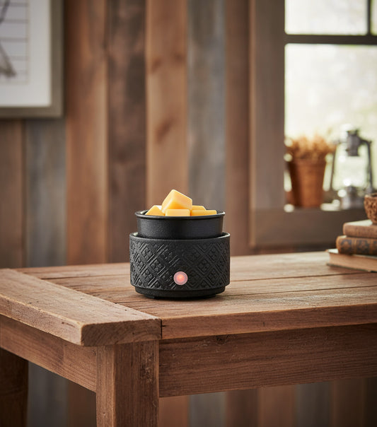 3-in-1 Wax Melt, Essential Oil, and Candle Jar Warmer (Black, Textured)